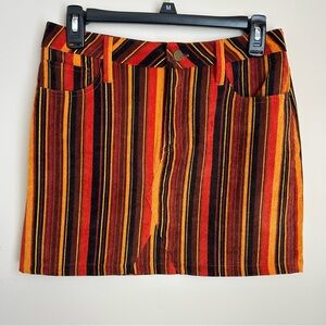 Altar'd State 70’s Multi Colored Striped Corduroy Bohemian Fall Mini Skirt Sz S